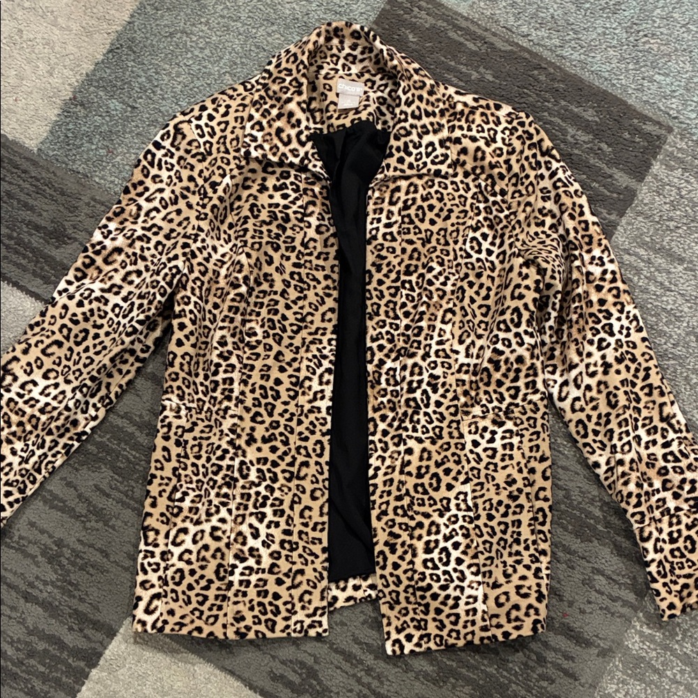 Leopard Print Jacket/Blazer - Black & Tan